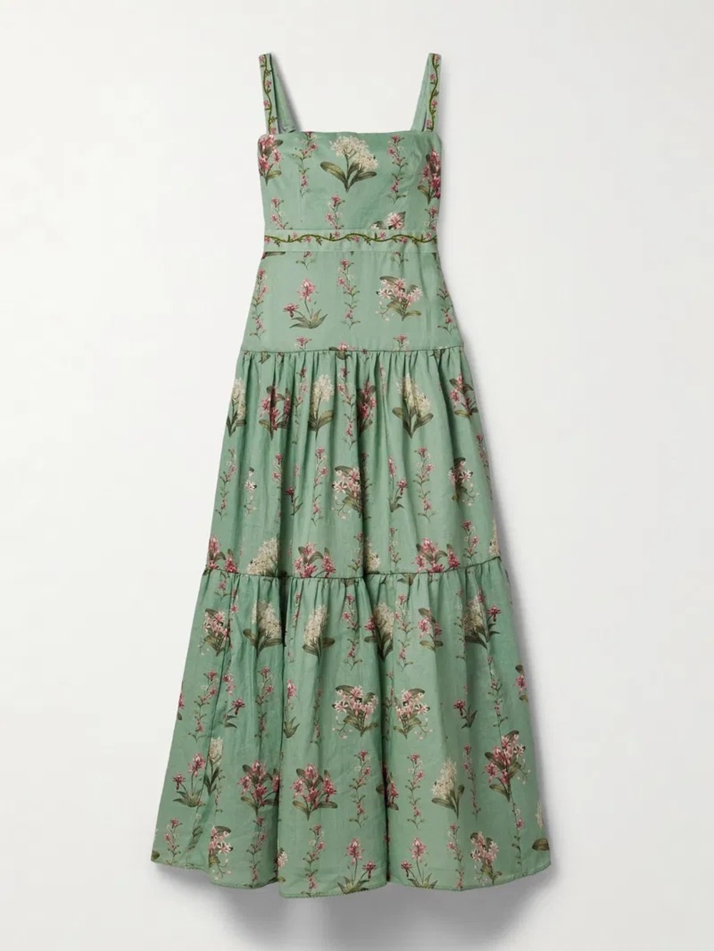 Agua by Agua Bendita Mint Green Floral Tiered Maxi Dress